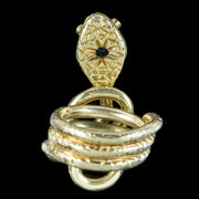 Vintage Sapphire Snake Ring 0.30ct Sapphire Diamond Eyes