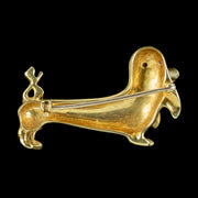 Vintage Sausage Dog Brooch 18ct Gold Ruby And Diamond