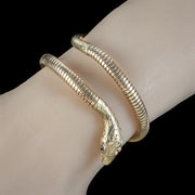 Vintage Snake Bangle 9ct Rolled Gold Ruby Eyes Crop And Farr Dated 1956