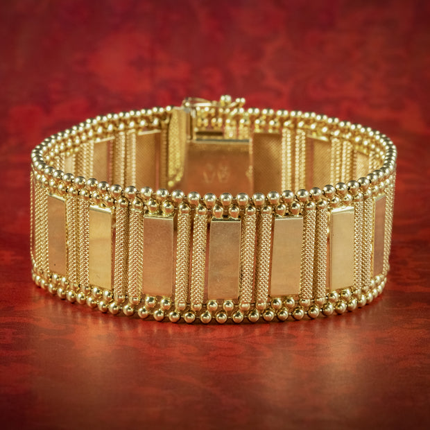Vintage Solid 18ct Gold Track Bracelet 