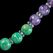 Vintage Suffragette Gemstone Bead Necklace Amethyst Dropper