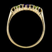Vintage Suffragette Ring Amethyst Peridot Diamond Dated 1976
