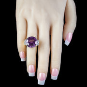 Vintage Synthetic Alexandrite Diamond Cocktail Ring 20ct Stone 