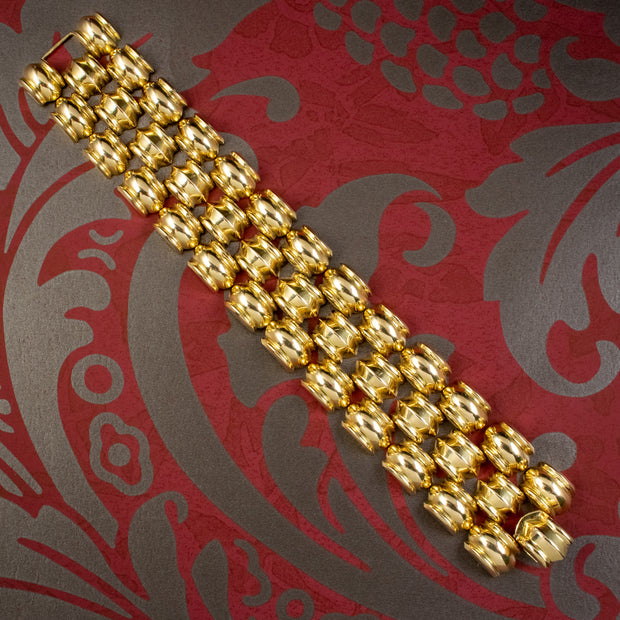 Vintage Track Bracelet Solid 18ct Yellow Gold