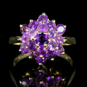 Vintage Amethyst Cluster Ring 9Ct Gold Dated London 1977