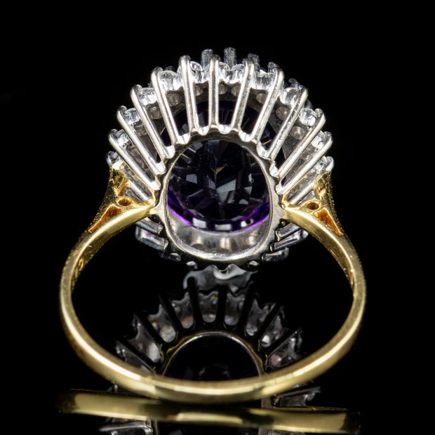 Vintage Amethyst Diamond Ring 18Ct Gold 6Ct Amethyst Circa 1960