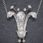Art Deco Diamond Pearl Lily Lavaliere Necklace close