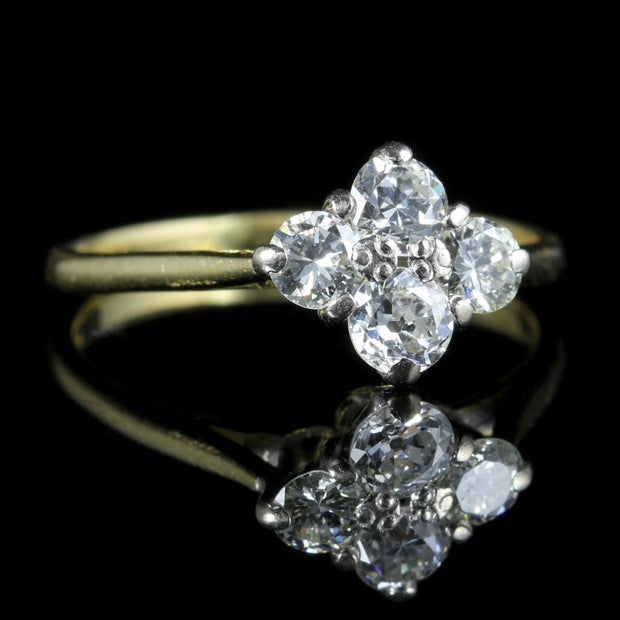 Vintage Diamond Cluster Ring 18Ct Gold Engagement Ring
