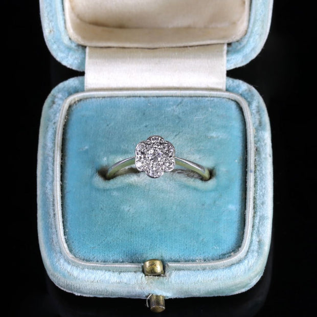 Vintage Diamond Cluster Ring 18Ct Gold Hallmarked Sheffield 1979