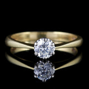 Vintage Diamond Solitaire Engagement Ring 18Ct Gold London 1982