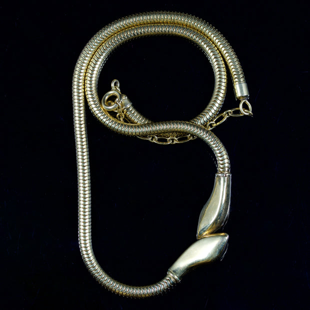 Vintage Double Snake Necklace Rolled Gold Circa 1950