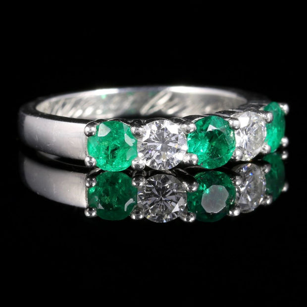 Antique Edwardian Emerald Diamond Ring 18Ct Plat Twist Ring Circa 1915