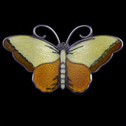 Vintage Enamel Butterfly Brooch Silver Honey Yellow Colours