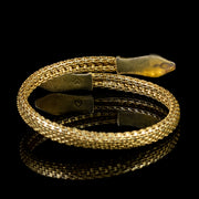 Vintage Garnet Double Snake Gold Gilt Bangle Circa 1930