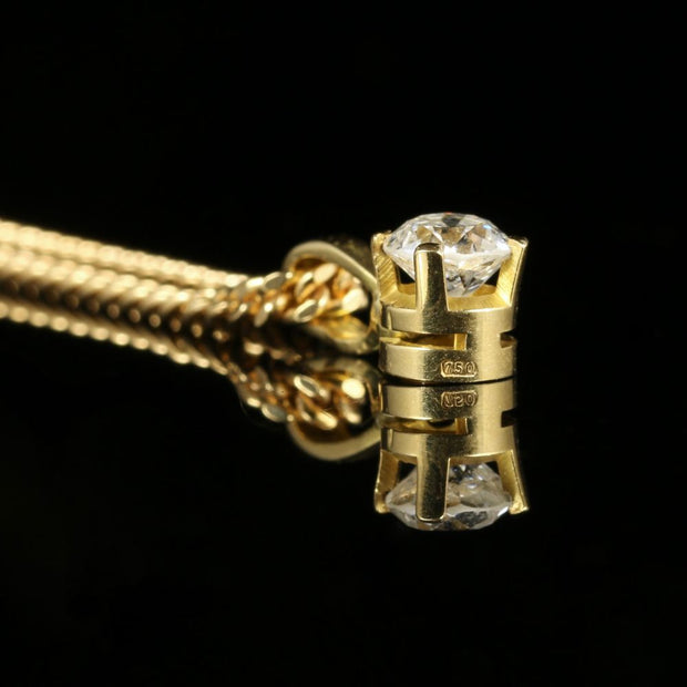 Vintage Gold Diamond Pendant Necklace 18Ct Gold