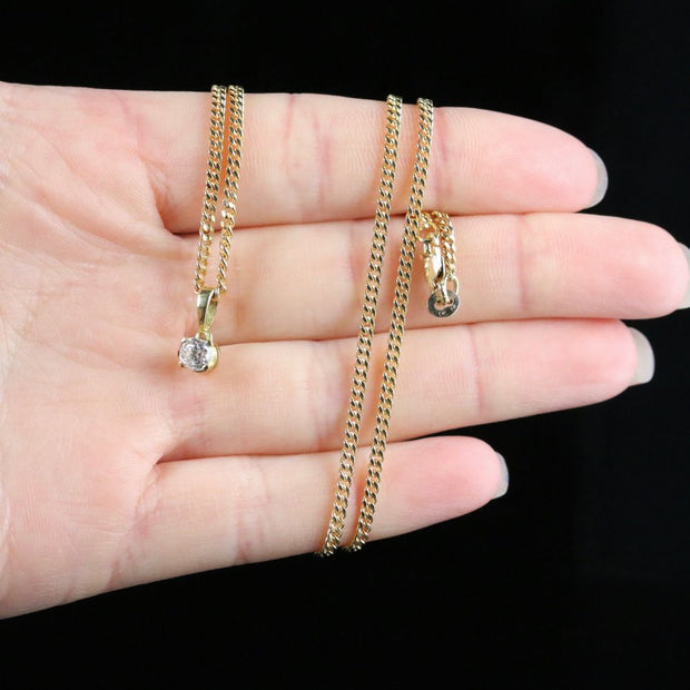 Vintage Gold Diamond Pendant Necklace 18Ct Gold