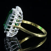 Vintage Green Paste Ring 18Ct Gold On Silver