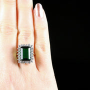 Vintage Green Paste Ring 18Ct Gold On Silver