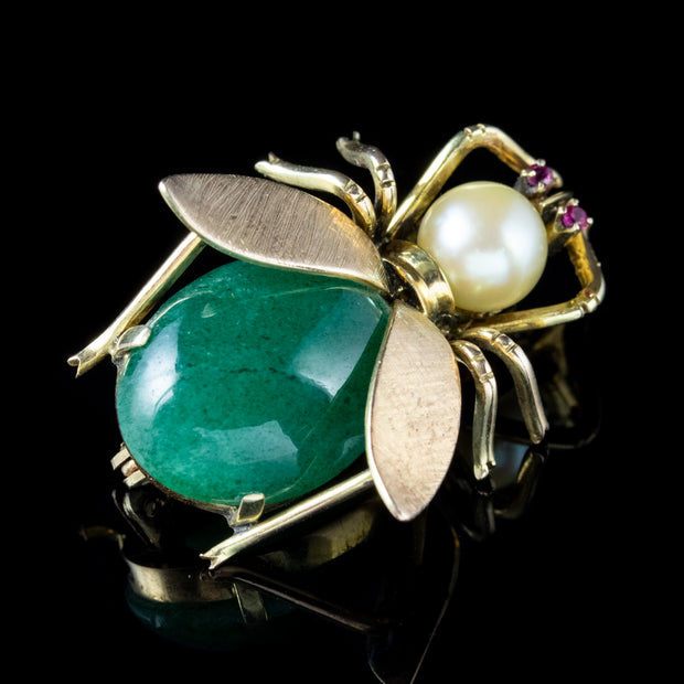 Jade Design With Insect Vintage Jade Insect Brooch 18ct Gold Pearl Ruby Circa 1970 – Laurelle ...
