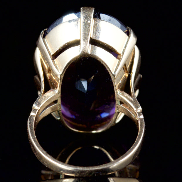 Vintage Large Amethyst Ring 14Ct Gold Circa 1960