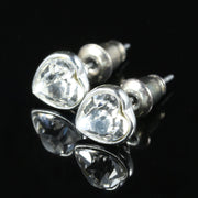 Cz Heart Stud Earrings White Metal