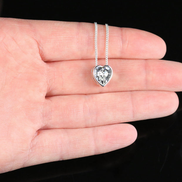 Edwardian Style Cubic Zirconia Heart Pendant Necklace