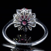 Vintage Pink Sapphire Diamond Ring 18Ct White Gold