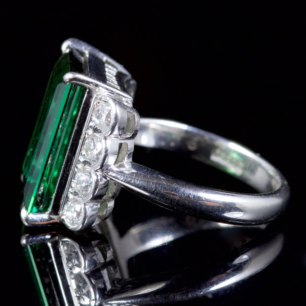 Vintage Platinum Tourmaline Diamond Ring 7.6Ct Tourmaline 