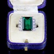 Vintage Platinum Tourmaline Diamond Ring 7.6Ct Tourmaline 