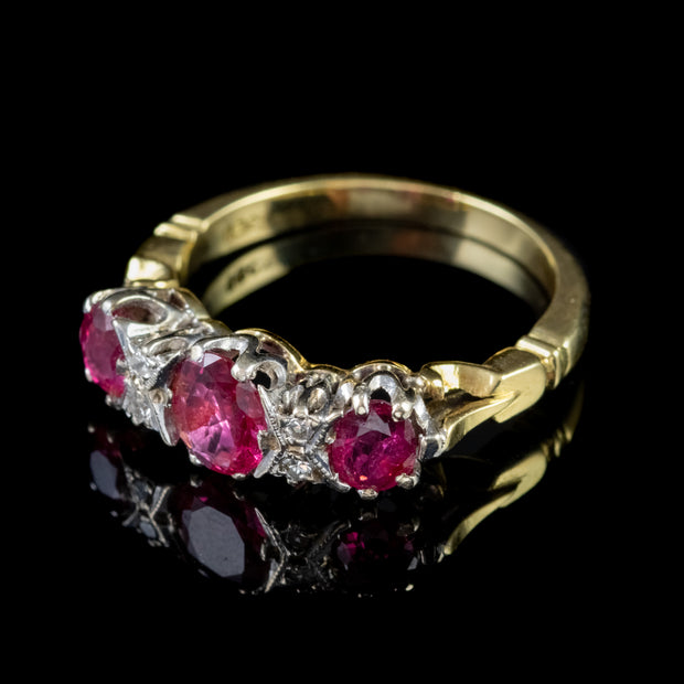 Vintage Ruby Diamond Ring 1.10Ct Ruby 18Ct Gold