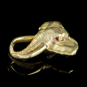 Vintage Ruby Shawu Elephant Pendant 14Ct Gold Circa 1980