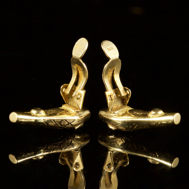 Vintage Ruby Snake Clip Earrings 9Ct Gold
