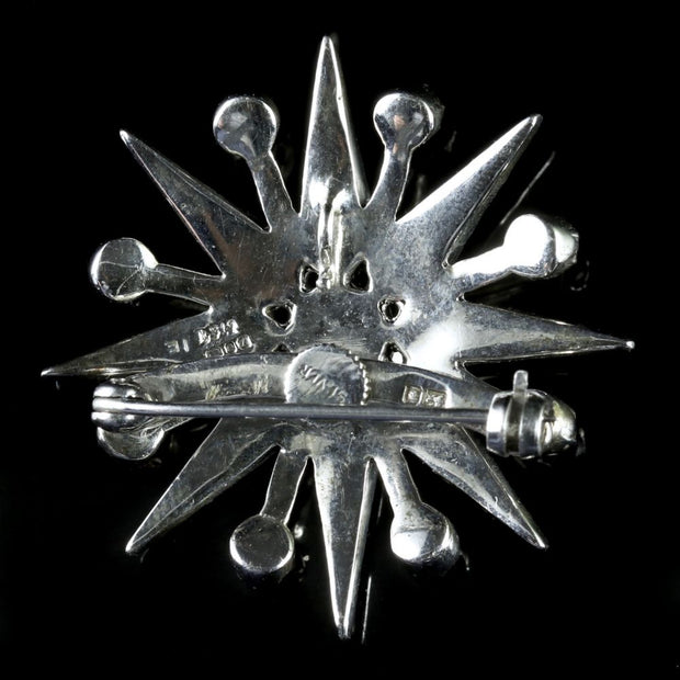 Vintage Silver Star Paste Brooch London