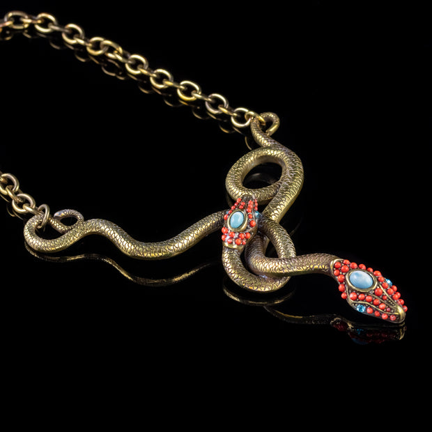 Vintage Snake Pendant Lavaliere Necklace