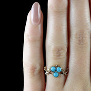 Vintage Turquoise Ring 9Ct Gold Shamrock