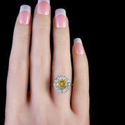 Yellow Sapphire Diamond Ring 18Ct Gold 2.25Ct Sapphire
