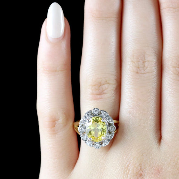 Yellow Quartz Cluster Ring 18Ct Gold Silver