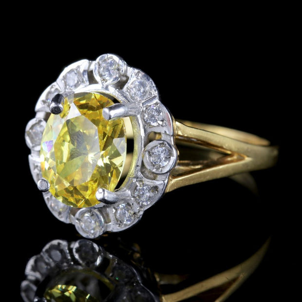 Yellow Quartz Cluster Ring 18Ct Gold Silver