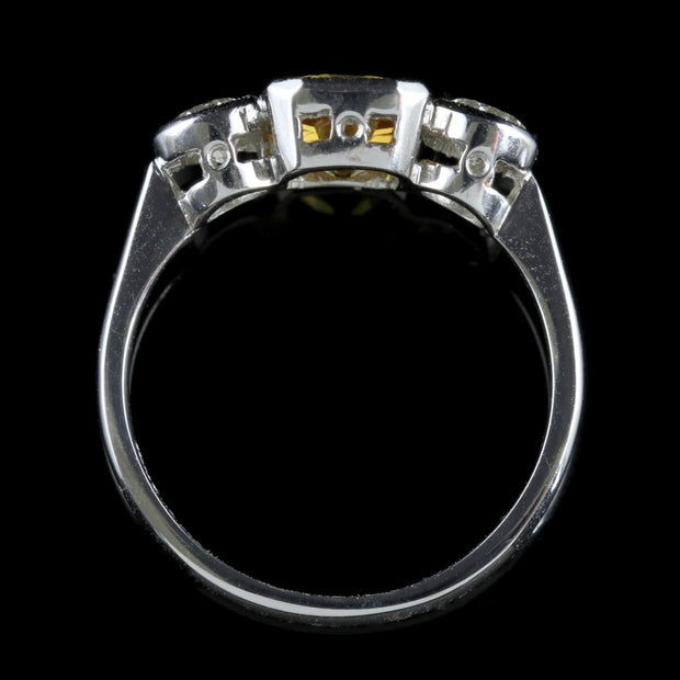 Yellow Sapphire Ring Diamond Trilogy Ring