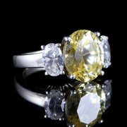 Yellow White Paste Stone Trilogy Ring Silver Ring