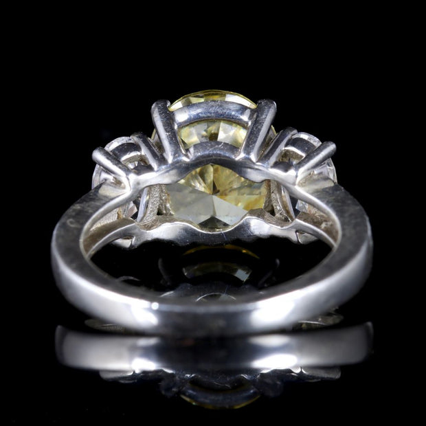 Yellow White Paste Stone Trilogy Ring Silver Ring