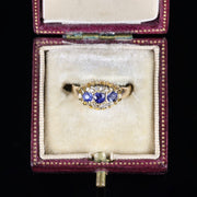 Antique Edwardian Sapphire Diamond Ring 18Ct Dated Chester 1903