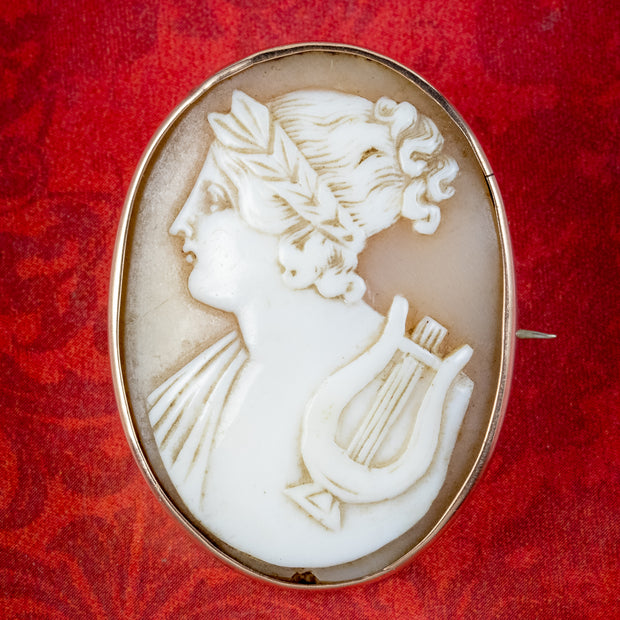 Antique Victorian Apollo Cameo Brooch 9ct Gold Circa 1860