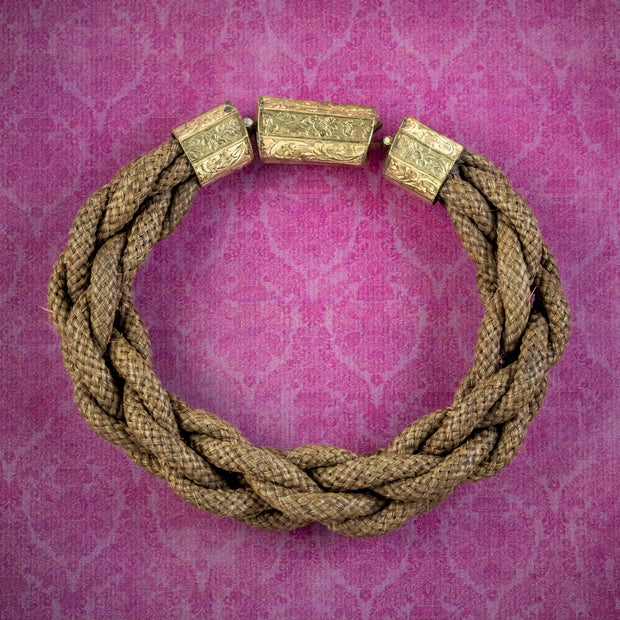 Antique Victorian Mourning Hair Bracelet Circa 1850