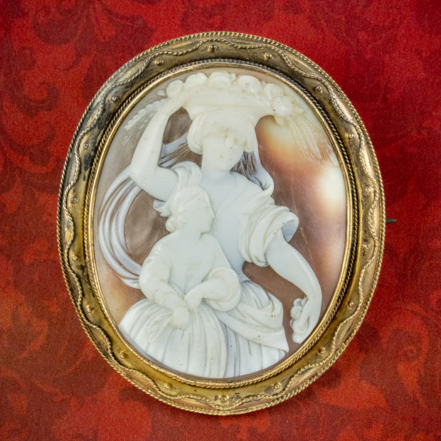 Antique Victorian Shell Cameo Brooch