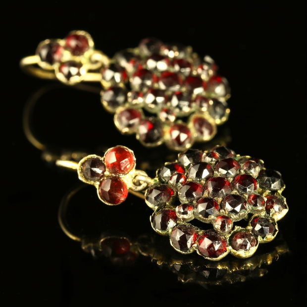 Antique Garnet Earrings Bohemian Garnets Circa 1880