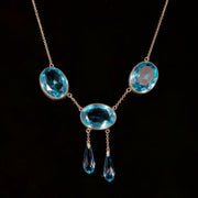 Antique Victorian Blue Paste Necklace Silver Circa 1880-1900
