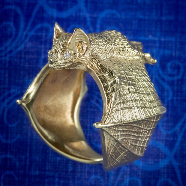 Diamond Bat Ring Sterling Silver 18ct Gold Gilt