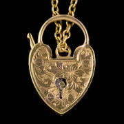 Antique Edwardian Suffragette Heart Padlock Bracelet 9Ct Gold Circa 1910