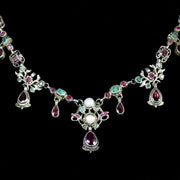Georgian Renaissance Emerald Ruby Garnet Necklace Circa 1750